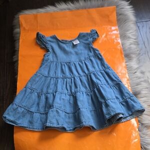 Okie Dokie Baby Girl Denim Tiered Dress